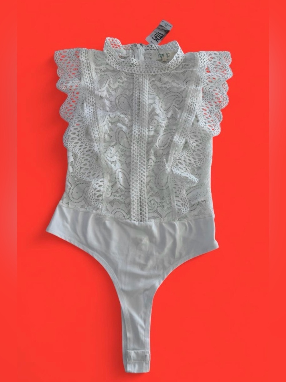 Steps New York Girls' White Lace One-Piece Bodysuit Size L.